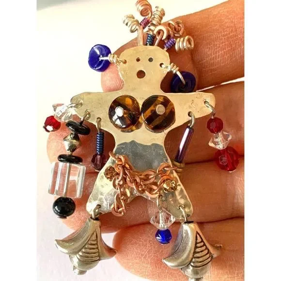 Women’s VSC Sterling Silver Dancer Tribal Hula Brooch 2.5" 6029 Hawaii - Picture 3 of 6